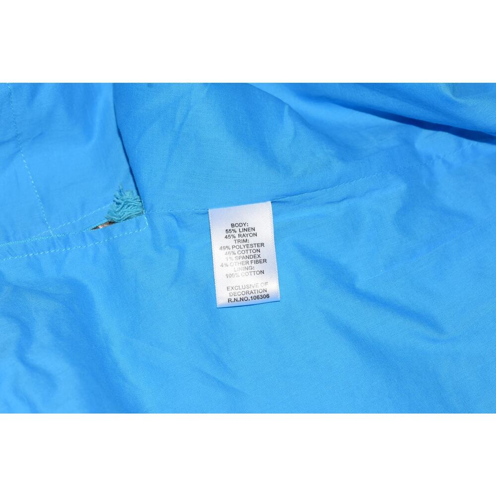 BEREK Mix-Media Wearable Art Embellished Couture Linen Vest Blue Medium NWT - Picture 7 of 8